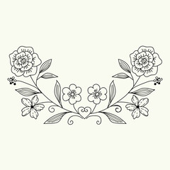 Beautiful realistic hand-drawn artistic floral vintage bouquet  composition decorative sketch