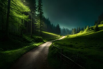 road in the forest Generated AI