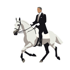 man in suit on horse vector flat minimalistic isolated illustration