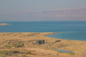 Dead Sea and mountains in Jericho, Palestine