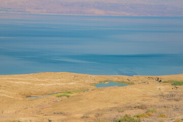 Dead Sea and mountains in Jericho, Palestine