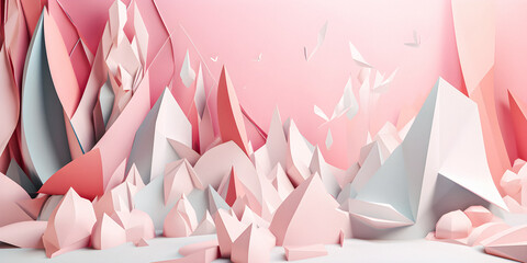 3d paper art with abstract shapes background for presentation and wallpaper, soft focus dream atmosphere with copyspace