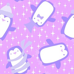 Christmas animals seamless penguin pattern for wrapping paper and fabrics and linens and kids clothes print
