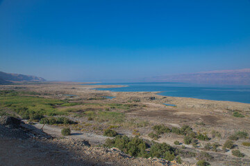Dead Sea and mountains in Jericho, Palestine