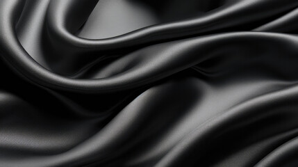 Obraz premium Illustration of a detailed close-up of a black fabric texture, smooth cloth material background created with Generative AI technology