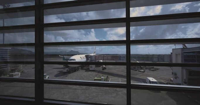 Plane At Mauritius International Airport, View From Teminal