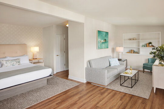 Luxury Boutique hotel room suite with wine