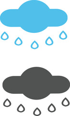 rainy weather sign and symbol in two colors 