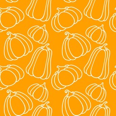 Autumn harvest seamless line art pumpkins pattern for wrapping paper and fabrics and linens and kids clothes print