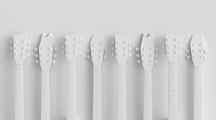 Set of fingerboard of electric acoustic guitar isolated on monochrome background