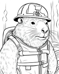 Capybara Coloring Book Page Generative AI