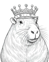 Capybara Coloring Book Page Generative AI