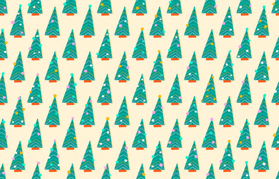 Christmas tree decoration forest pattern