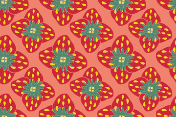 Strawberry flower. NICE AND CUTE SUMMER NATURE. Trendy, stylish, fashionable, seamless vector pattern for design and decoration.
