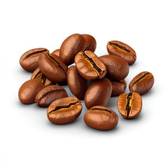 coffee beans isolated on white background in png format studio close up minimalist packshot mode. AI Generative image