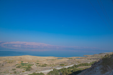 Dead Sea and mountains in Jericho, Palestine