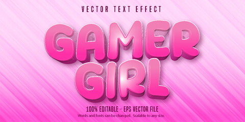 Gamer girl text, cartoon style editable text effect