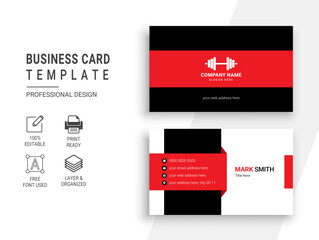 Gym and Fitness Business Card Design Template. Professional Sports Trainer vector Card