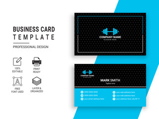 Gym and Fitness Business Card Design Template. Professional Sports Trainer vector Card
