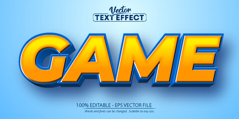 Game text, cartoon style editable text effect - obrazy, fototapety, plakaty
