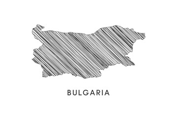 hand drawn scribble Bulgaria map line style illustration design, Bulgaria hand drawn black sketch scribble design illustration