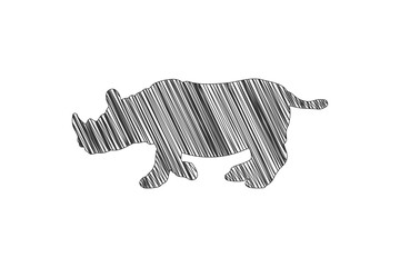 hand drawn scribble rhino line style illustration design, rhino pencil sketch design vector