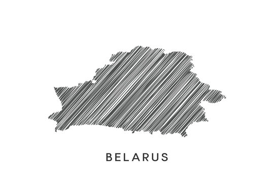 hand drawn scribble Belarus map line style illustration design, belarus scribble map illustraion