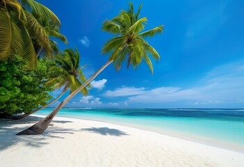 Obraz premium Palm trees on the beach on a tropical island