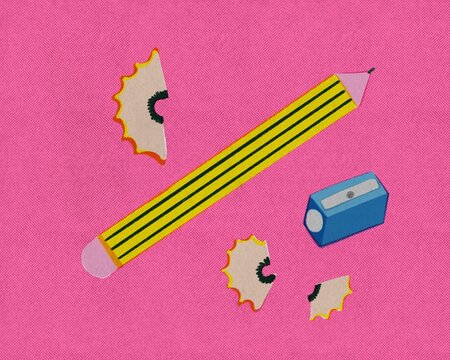 Pencil and sharpener. Back to school