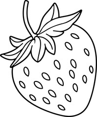 Strawberry vector illustration. Black and white outline Strawberry coloring book or page for children