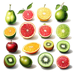 Fototapeta na wymiar Watercolor fruit clipart