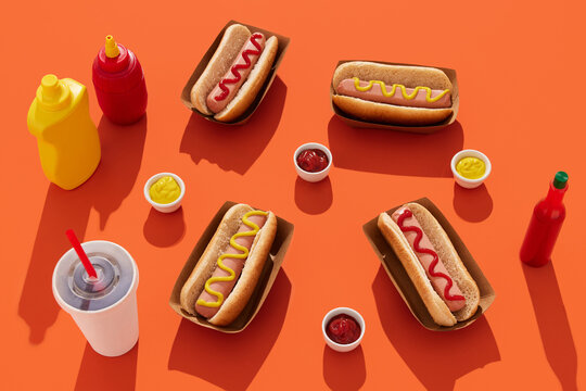 Hot Dogs With Mustard And Ketchup