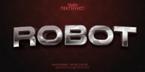 Robot text, shiny silver color style editable text effect