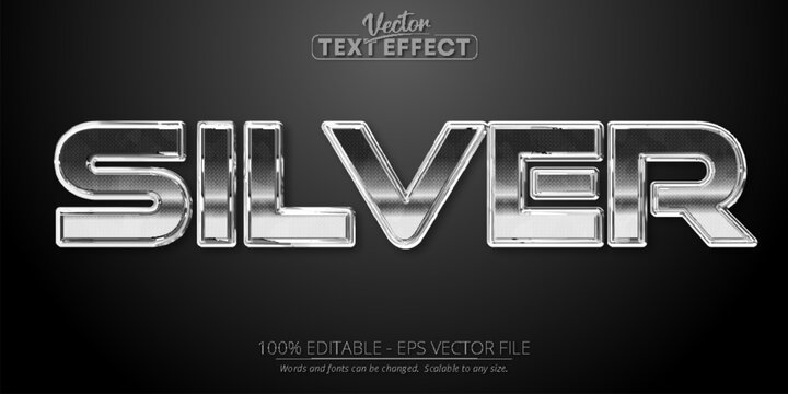 Silver text, shiny silver color style editable text effect