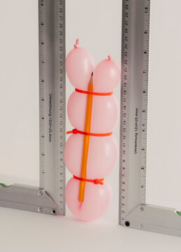 Pen, balloon and rulers