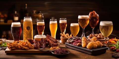 set of beer and snacks