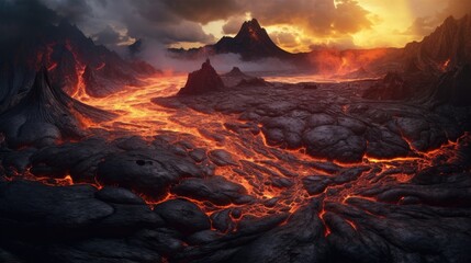 landscape photography of mountains with magma