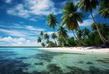 Fototapeta na wymiar Palm trees on the beach on a tropical island