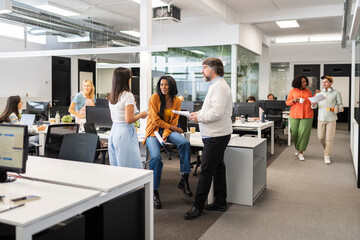 Group of colleagues working in a modern office