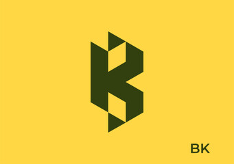 Make a bold statement with our sharp and impactful abstract logomark concept, showcasing the letter BK with confidence