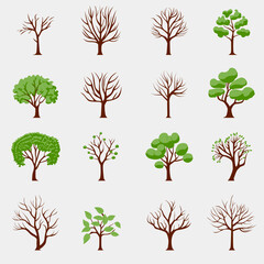 Big set of vector cartoon trees