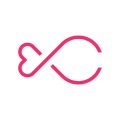 Letter C love heart minimal logo design
