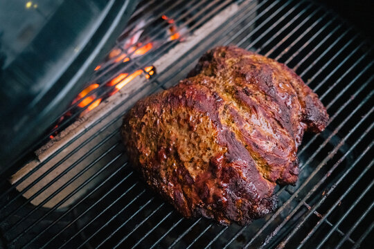 Beef shank on grill