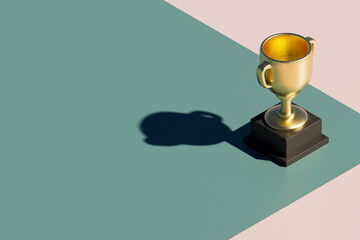 a golden trophy with large copy space