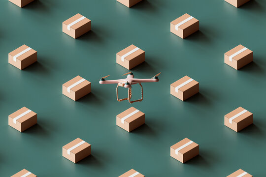 many cardboard and a drone