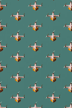 3d pattern of many delivery drones