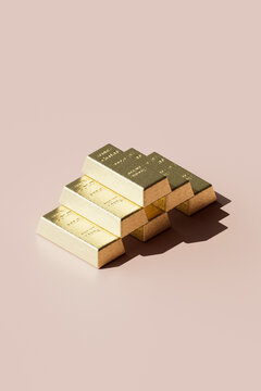 gold bars on a pink background