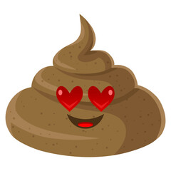 Poop in Love Crush Smile Smiley Cartoon Design Illustration Vector