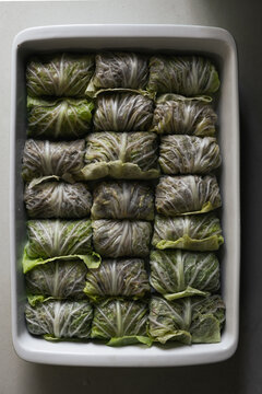Overhead shot of traditional cabbage rolls