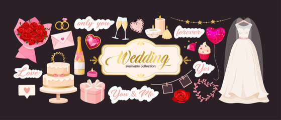 Wedding celebration icons